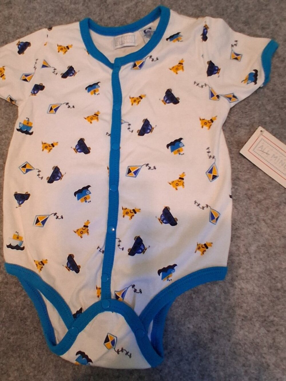Infant boys onesie, All Mine, size 18 months, multicolored,  new with tags